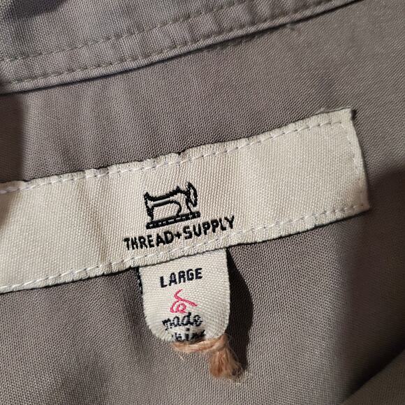 Thread & Supply Women's L Better Days Slate Green Button-Down Mini Shirt Dress - Picture 8 of 11